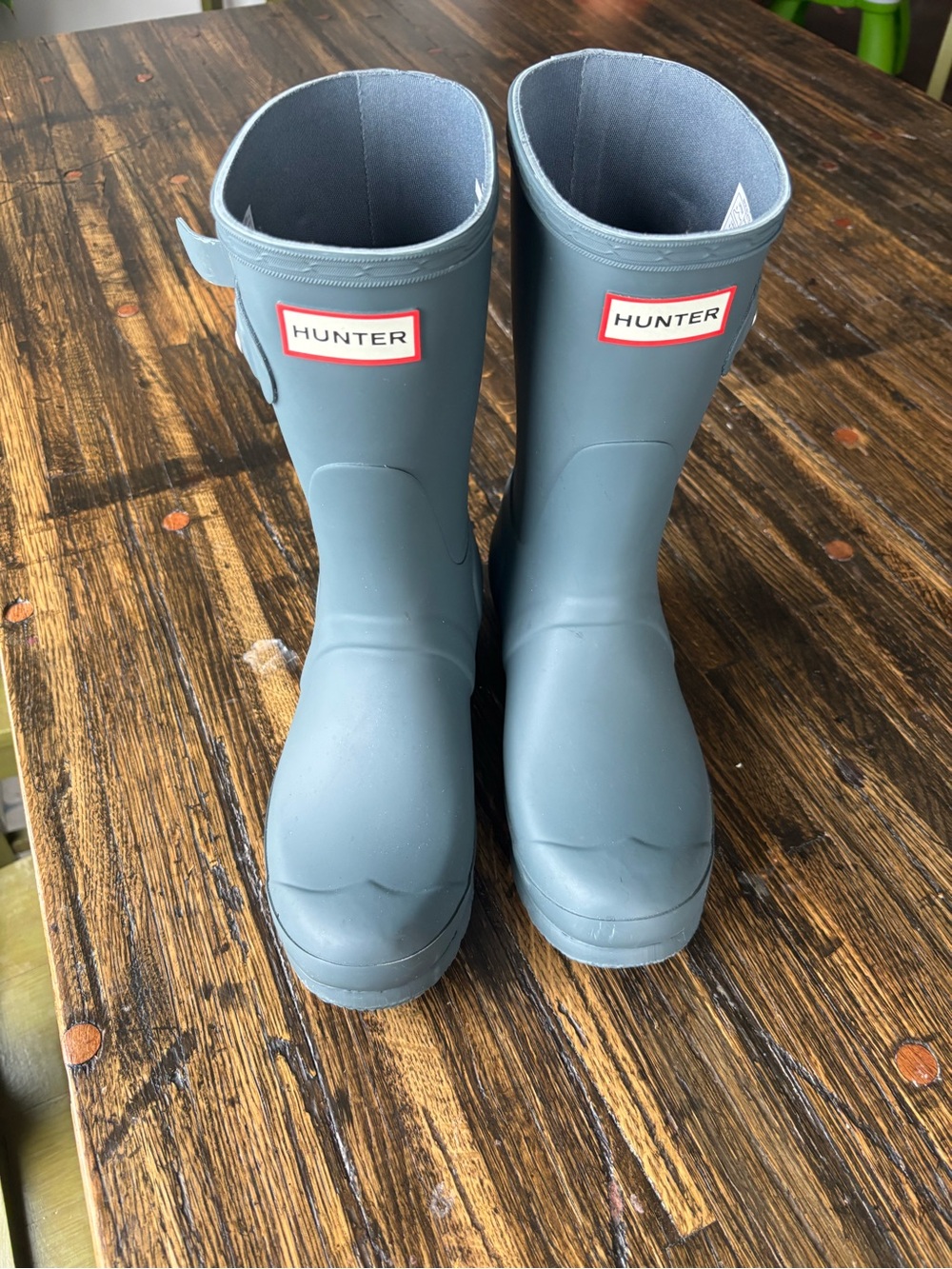 Hunter Rain Boots in Slate Gray-Blueish green